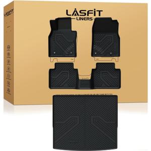 LASFIT Floor Mats & Trunk Mat Fit for Mazda CX50 2025 2024 2023 (Not for Hybrid) Custom Fit CX 50 Floor Liners TPE All Weather Car Mats Accessories, 1st & 2nd Row & Cargo Mat for CX-50-Black
