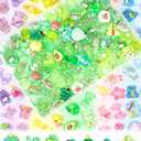 100PCS FIVEIZERO Cute Slime Charms Bulk Set – Kawaii Flatback Resin Charms for Crafts, Mini Decoden Acrylic Embellishments for Phone Junk Cases, Scrapbooking & DIY Decoration (Green)