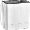 Twin Tub 26lbs Capacity Laundry Portable Washing Machine, 18lbs, Compact Washer for Home Dorm Apartment (Grey+White)