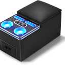 Center Console, 7-Color Mood Lighting Center Console Organizer, Bench Seat Center Console with Fast Phone Charging, Back Bench Seat Storage Box for Most Cars, Trucks, Minivan (Black)