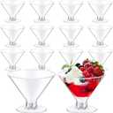 Yinkin 12 Pcs 5 oz Plastic Martini Glasses Disposable Clear Cocktail Dessert Parfait Glasses Unbreakable Mini Martini Cups for Wedding Party Bowl Wine Ice Cream (Stemless)