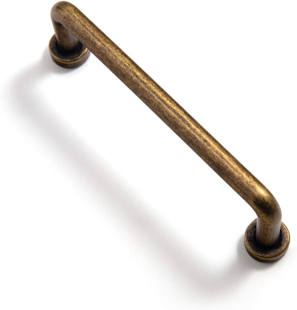 Goo-Ki 6 Pack 4'' Center to Center Antique Brass Cabinet Bar Pulls Vintage Drawer Handles Closet Classic Retro Home Kitchen Improvement Hardware