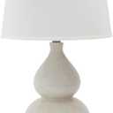 Signature Design by Ashley Saffi Transitional UL Listed Table Lamp with Fabric Shade and Double Gourd Base and 3-Way Switch, Ceramic, 29.75" High, Cream