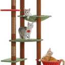 PEQULTI Floor to Ceiling Cat Tree, Height Adjustable 90.5-100.4'', Brown
Mushroom Climbing Pole For Large Cats With Cat Condo, Hammock & Sisal Scratching Posts; Measure Ceiling, Fits 230-252cm