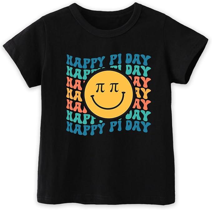 Happy Pi Day Shirts for Kids Boys Girls Toddler 4-8T, Funny Pie Symbol Number Tee, Soft Cotton Short Sleeve, 140