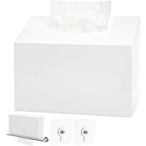 Acrylic Hand Towel Box Cover, Wall Mount Paper Towel Napkin Dispenser, White Rectangle Multi-Functional Dryer Sheet Mask Organizer for Bathroom, Kitchen, Car, Office