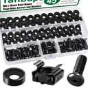 45PACK M6 x 16mm Rack Mount Cage Nuts, Screws, Washers, Black Server Rack Screws and Square Insert Nuts for Rack Mount Server Cabinet, Shelves, Enclosures, Routers