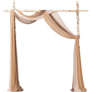 Ling's Moment Wedding Arch Draping Fabric 3 Panels 20Ft Chiffon Fabric,Sheer Draping Fabic for Wedding Arrangement Ceremony Reception Backdrop Party Swag Home Decor (Nude & Walnut Brown)