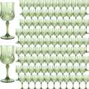 Plastic Wine Glasses, Plastic Goblets Vintage Style Cordial Unbreakable Drinking Glasses, Reusable Drinkware for Wedding Reception, Grand Event Party Supplies (100, New Green), 7oz