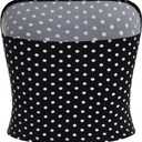 WDIRARA Women's Leopard Print Strapless Sleeveless Crop Tube Top Summer Y2k Bandeau Tops (Black, XL)