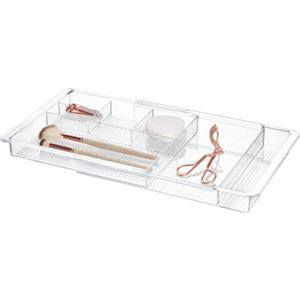 iDesign Expandable Vanity Drawer Organizer, The Clarity Collection  11.25 to 18.5, Clear
