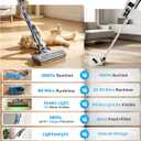 Cordless Vacuum Cleaner, 50KPa 60Mins Self-Standing Stick Vacuum Cordless with Anti-Tangle Brush,Touch Screen,Lightweight & Portable,Vacuum Cleaners for Home,Pet Hair,Carpet, Hard Floor Blue