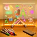 Led Note Board with Colors, Light Up Acrylic Message Board, Glowing Acrylic Dry Erase Board with Light, Led Boards to Write On, Led Writing Board Led Drawing Board (Large/11.8 * 7.9 inches)