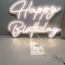 Large Happy Birthday LED Neon Sign, 28 inches Personalized Neon Light Sign for Birthday Party Wall Decoration Bar Rave Home Decor Christmas Light Present(Warm White)