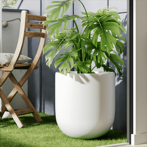 fuxuiwy 12 Inch Flower Pot Without Bracket with Drainage Holes Suitable for Indoor and Outdoor Decorative Planting (White Rectangle, 12 Inches)