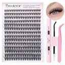 Pawotence Lash Extension Kit DIY 280pcs Individual Lash Clusters Kit 30D Natural 8-15mm Cluster Eyelash Extensions Kit with Lash Bond and Seal, Lash Tweezers for Self Use (30D, 0.07D, 8-15mm, Kit)