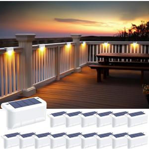 SOLPEX Solar Fence Lights Outdoor, Solar Step Lights Waterproof LED Deck Lights for Stair, Balcony, Railing, Front Porch, Yard, Garden and Patio Decor (16 Pack Warm White)