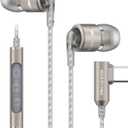 SoundMAGIC E80D Digital USB C Headphones - Type C Wired Earbuds with Microphone HiFi Stereo Earphones Powerful Bass Noise Isolating Compatible with Android Device, Gunmetal