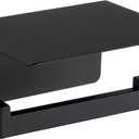 Angle Simple Toilet Paper Holder with Shelf Matte Black, 304 Stainless Steel Lavatory Tissue Roll Holder for Wall (Single Rod)