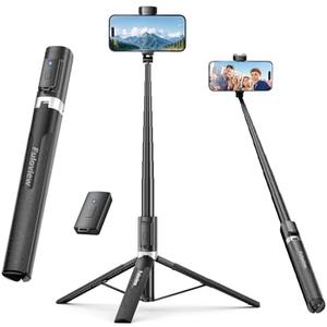 Selfie Stick Travel Tripod for iPhone Wireless Remote for Selfies, Extendable Selfie Stick for iPhone, iPhoneTripod for Video Recording, 60 inch, Black