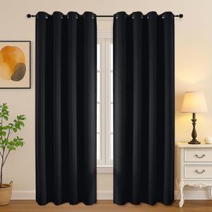 Simplebrand Halloween Black Out Curtains for Bedroom 84 Inch Long 2 Panels Set, Solid Thermal Insulated Privacy Room Darkening Window Curtains for Living Room, Soft Blackout Drapes, W50 x L84 Inch