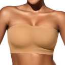 Strapless Bras for Women - Unlined Bandeau for Natural Shape, Wireless Pull-On Bra, Comfy Seamless Bralette No Underwire Skin XL