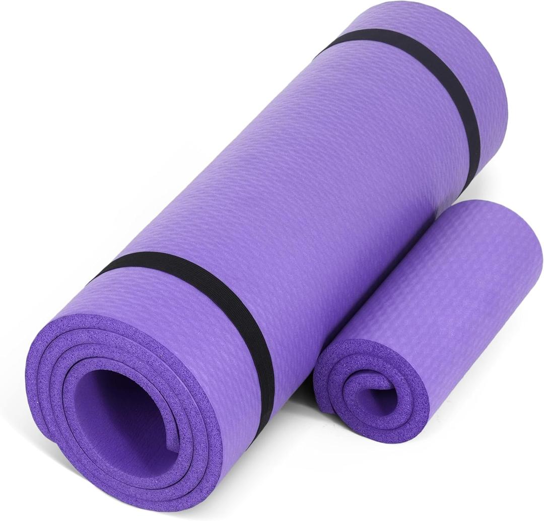 CAP Barbell 1/2-Inch High Density Exercise Yoga Mat with Strap | Multiple Options, The 68" x 24" cushioned surface provides plenty of room for yoga, Pilates