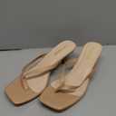 Women's Kitten Heels Sandals Square Open Toe Flip Flop Heels 1.8-2 Inch Heeled Sandals for Women (7.5, Nude)