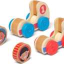 2 x Melissa & Doug GO Tots Wooden Race Cars (2 Cars, 2 Disks) Stacking Toys For Infants, Hand Push Vehicles, Wooden Car Toys For Toddlers Ages 1+ - FSC-Certified