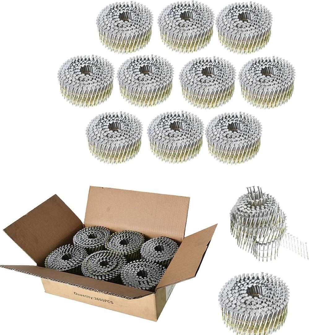 3600 Count 15 Degree Full Round-Head Siding Nails 2-1/4 Inch x 0.092 Inch Ring Shank, Hot-Dipped Galvanized for Rough Nailing of Lathing and Sheathing Materials