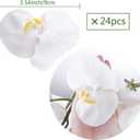 HinyoCo 24 Pcs Orchid Decorations Real Touch PU Artificial Flowers Orchid Heads Fake Phalaenopsis Flower Heads for DIY Craft Home Wedding Decoration