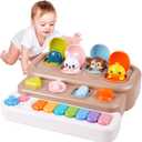 Interactive Pop Up Animal Toy with Piano Keys, Music & Lights, Montessori Cause and Effect Toys for 3+ Year Old, STEM Fine Motor Skills Baby Toy for Infants 6-12 Months, Toddler Birthday Gift