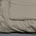 MooMee Bedding Duvet Cover Set 100% Washed Cotton Linen Like Textured Breathable Durable Soft Comfy (Heathered Almond Milk Grey, Super Queen 90"x98")