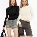 MANGOPOP Women's Mock Turtle Neck Long Sleeve Shirts Fitted Fall Winter Undershirt Tight Tops Slim Fit Basic Tee (Black)