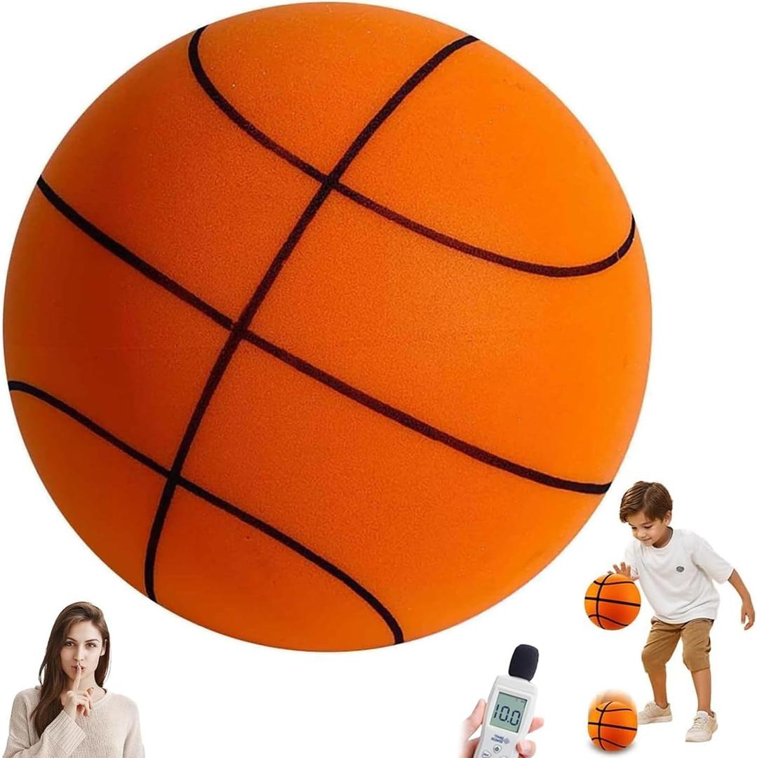 Silent Basketball - Size 7 (29.5''), Upgraded Noiseless Airless & Foam Ball, Foam Indoor Ball for Quiet Dribbling and Indoor Training, Real Feel Higher Bounce Quieter