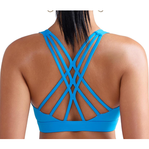 RUNNING GIRL Sports Bras for Women Medium Support, Criss-Cross Strappy Sports Bra Workout Yoga Bra with Removable Cups Size L