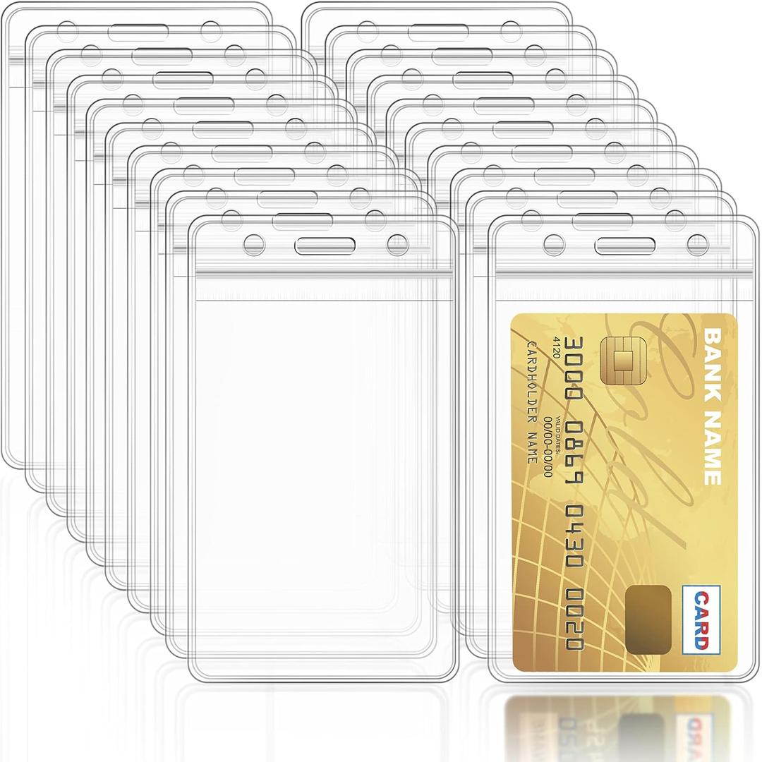Zonon 150 Pcs Name Badge Holder 3. 27 x 5. 3 Inch Clear Plastic Card Sleeve Vertical ID Badge Holder Name Tag Sleeve for Medical Nurses Office and School