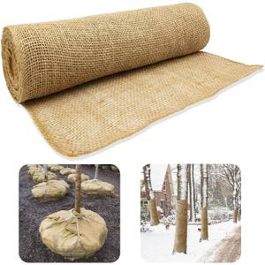 Natural Burlap Tree Protector Wraps, 15.7inches x 20ft Plants Tree Trunk Guard Protector Wrap Winter Frost Plant Blankets Antifreeze Bandage Wraps Burlap Rolls for Keep Plant Warm and Moisturizing