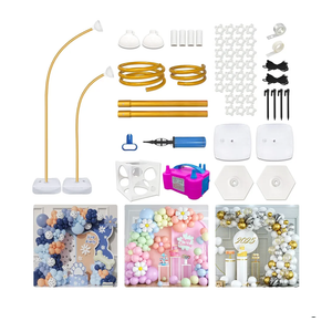 OurWarm Balloon Arch Kit with Balloon Pump Electric, 8.2FT & 5FT Gold Half Balloon Arch Stand with Base, Free Bending Arch Frame Backdrop for Wedding Birthday Party Baby Shower Graduation Decoration