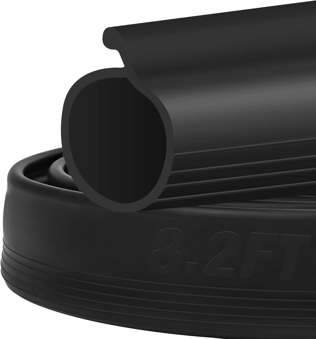 ToLanbbt 8.2FT Garage Door Seals Bottom Rubber 0.19" P Bulb Bottom Weather Seal, Weatherproof Replacement Weather Stripping Compatible with Overhead Door (8.2 FT, Black)