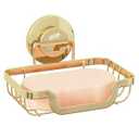 TAILI Soap Holder Bar Dish Suction Cup, Bar Shampoo Rack for Shower Wall, Draining Soap Saver Tray for Bathroom, Rustproof Stainless Steel Sponge Holder for Tub, Kitchen, Drill-Free, Gold