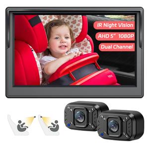 Itomoro Baby Car Camera, Dual Channel 5 inch Display with 2 IR Night Vision Camera, Easily Install Baby Car Mirror 1080P Clear Car Baby Camera for Rear Facing Seat Backseat ACZ403 Itomoro Baby Car Camera, Dual Channel 5 inch Display with 2 IR Night Vision Camera, Easily Install Baby Car Mirror 1080P Clear Car Baby Camera for Rear Facing Seat Backseat ACZ403