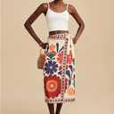 Womens Summer Wrap Midi Skirt Adjustable Ties High Waist A Line Casual Beach Boho Skirts Long Flared Floral Skirts(Red,S)