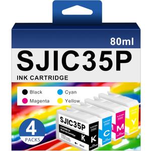 SJIC35P-PBK SJIC35P-C SJIC35P-M SJIC35P-Y Ink Cartridges 4-Color Remanufactured Compatible for SJIC35P Ink for ColorWorks CW-C6000Au CW-C6000Pu CW-C6500Au CW-C6500Pu Printer