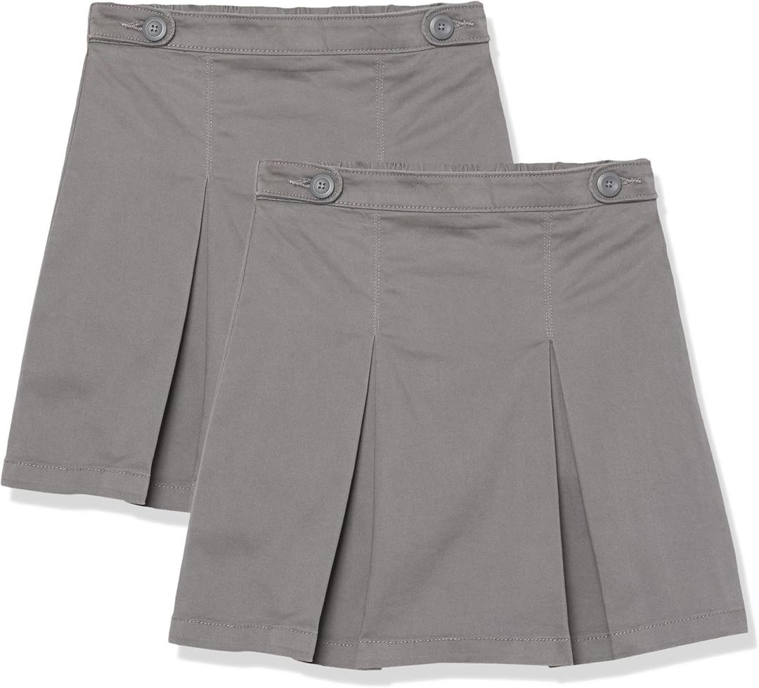 Amazon Essentials Girls' Pleated Pull-on Uniform Scooter Skirts, Multipacks (Small, Grey)