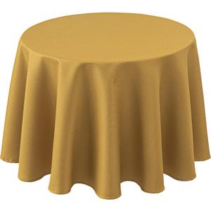 Biscaynebay Textured Fabric Round Christmas Tablecloths 70" for Tables Diameters from 30" to 48", Gold Water Resistant Tablecloths for Dining, Kitchen, Wedding, Parties etc. Machine Washable