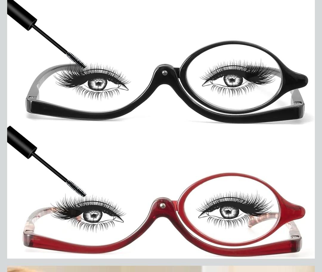 JM 2 Pairs Makeup Reading Glasses Magnifying Flip Down Cosmetic Readers for Women with Spring Hinge +2.5