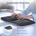 TECKNET Wireless Ergonomic Keyboard Rechargeable, 2.4G+Bluetooth Ergo Cordless USB Computer Keyboard, Wrist Rest, Natural Typing, Stain-Resistant Fabric, Compatible For Windows Computer Desktop Laptop
