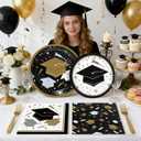 YY 200 Graduation Party Paper Plates Napkins Forks Dinnerware Set Disposable Class of 2026 for Congrats Grad Serve 50