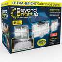 Ontel Beyond Bright X3 Motion Activated Solar Flood Light - Ultra-Bright, Solar-Powered, Weather-Resistant Light with 3 Adjustable Heads & 122 LEDs - Maximum Security for Porch, Deck, Yard & More